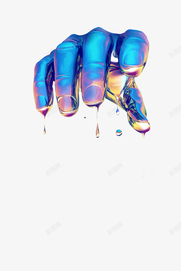 卡通滴水的手装饰png免抠素材_新图网 https://ixintu.com 免抠图 卡通手 抠图 插画 蓝色的手 装饰画