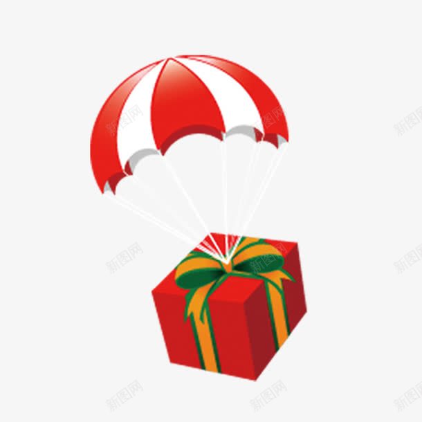 特殊礼物盒png免抠素材_新图网 https://ixintu.com 礼物 红色礼物盒 降落伞 降落伞礼物盒