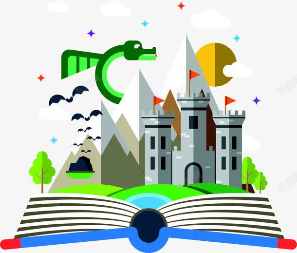 城堡png免抠素材_新图网 https://ixintu.com 城堡 城市 蛇 蝙蝠 魔法书