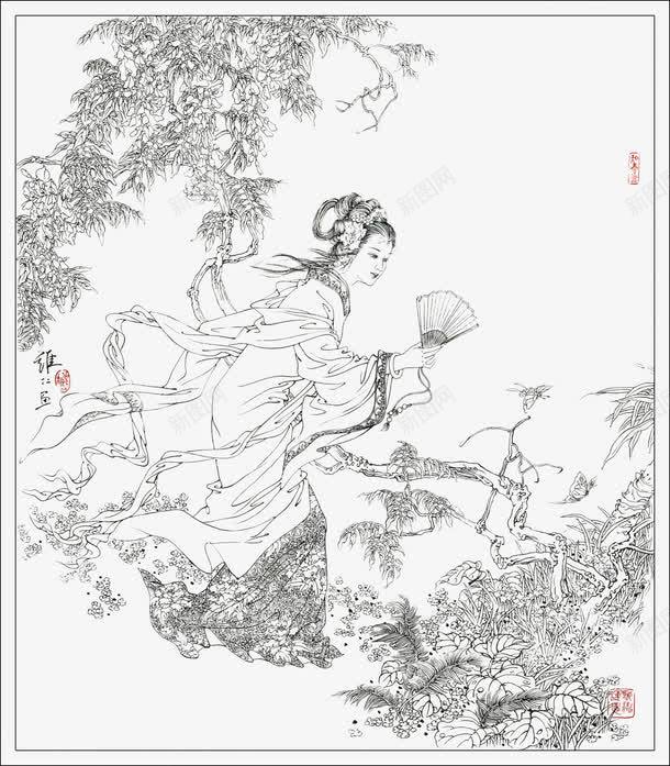 工笔白描人物png免抠素材_新图网 https://ixintu.com 人物 古典 国画 工笔 白描 配图