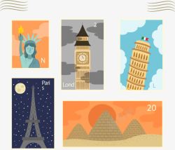 比萨斜塔邮票环球旅游纪念邮票高清图片