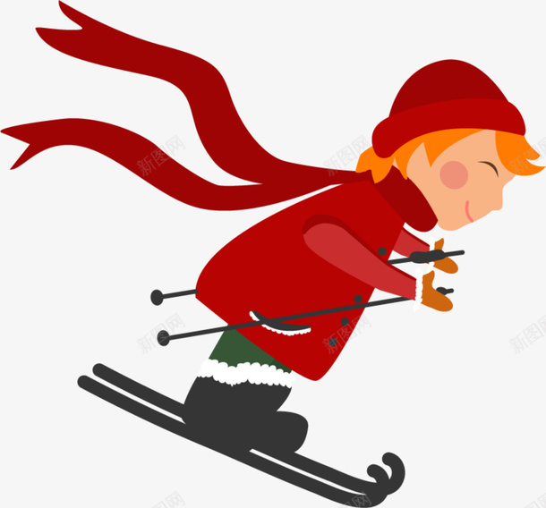 滑雪橇的红衣男孩png免抠素材_新图网 https://ixintu.com 可爱男孩 开心 滑雪橇 红色围巾 红色帽子 红衣男孩