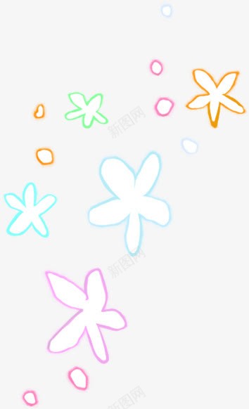 手绘彩色光效花朵漂浮装饰png免抠素材_新图网 https://ixintu.com 彩色 漂浮 花朵 装饰