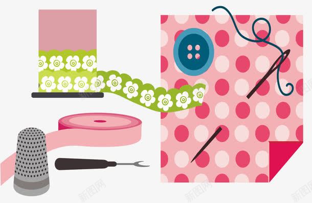 粉色服装用具png免抠素材_新图网 https://ixintu.com 卡通手绘 服装 生活用品 针线