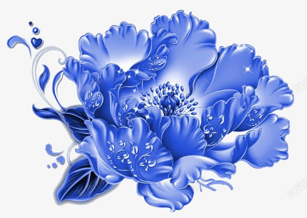 中国风蓝色花朵背景png免抠素材_新图网 https://ixintu.com 中国风 背景 花朵 蓝色