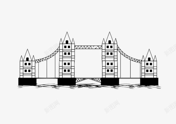 黑白伦敦塔桥png免抠素材_新图网 https://ixintu.com 伦敦塔桥 剪影 黑白