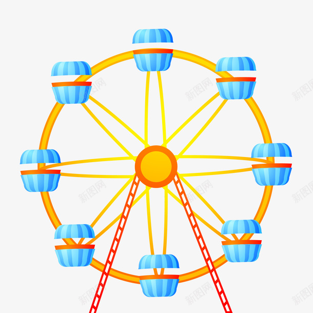 彩色的摩天轮矢量图ai免抠素材_新图网 https://ixintu.com 创意 彩色 扁平化 摩天轮设计 游乐场 矢量图