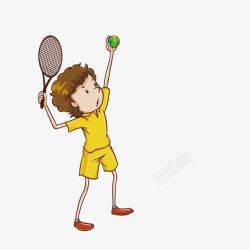 卡通小人打网球插画素材