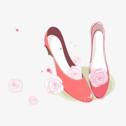 花边花角女鞋与花卉高清图片