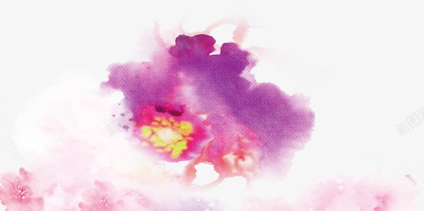 水墨花朵装饰png免抠素材_新图网 https://ixintu.com 新婚素材 海报背景 粉色烟雾