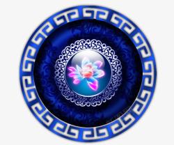 蓝色瓷器花朵素材