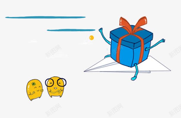 礼物纸飞机png免抠素材_新图网 https://ixintu.com 卡通 礼物 纸飞机