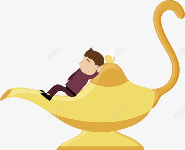 躺在茶壶上的人png免抠素材_新图网 https://ixintu.com 人物 卡通茶壶 想象 插画 精美人物 茶壶