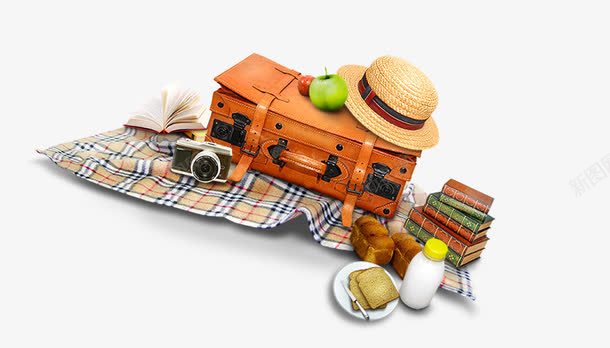 旅游的野餐png免抠素材_新图网 https://ixintu.com 帽子 旅游 箱子 野餐 食物