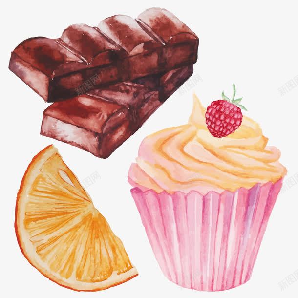手绘水果和蛋糕png免抠素材_新图网 https://ixintu.com PNG图形 PNG装饰 巧克力 手绘 蛋糕 装饰
