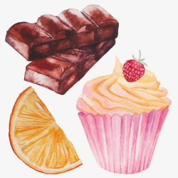 手绘水果和蛋糕素材