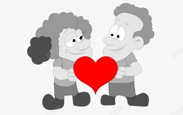 捧着爱心的两个人png免抠素材_新图网 https://ixintu.com 两个人 卡通手绘 捧着 爱心 爱情
