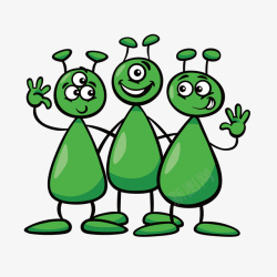 三个绿色的外星人矢量图素材