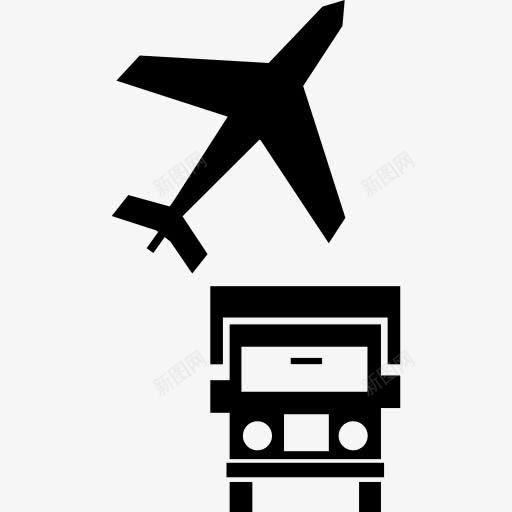 飞机飞过一个卡车图标png_新图网 https://ixintu.com 交付 卡车 物流 运输 运输卡车 飞机