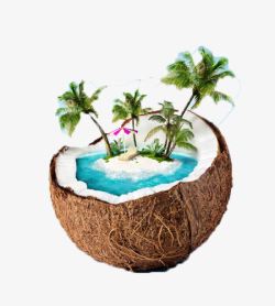 椰子中的小岛素材