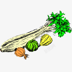 创意芹菜叶彩绘青菜叶子高清图片