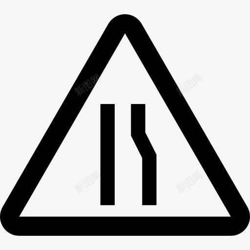 狭窄的右车道标志图标png_新图网 https://ixintu.com 地图和国旗 警告标志 道路 道路标志 预警