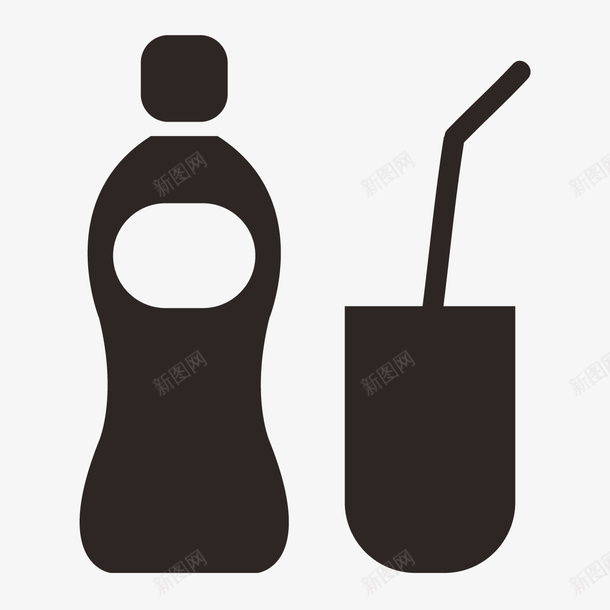 饮料图标png_新图网 https://ixintu.com 吸管 手绘 杯子 瓶装 饮料