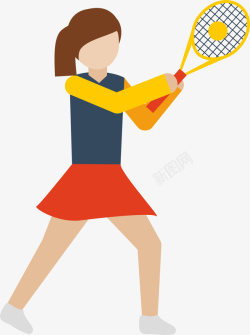 打羽毛球的女人插画素材