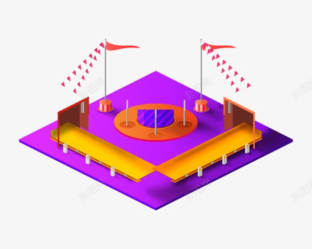 手绘活动会场png免抠素材_新图网 https://ixintu.com 活动会场 活动元素 紫色 表演会场