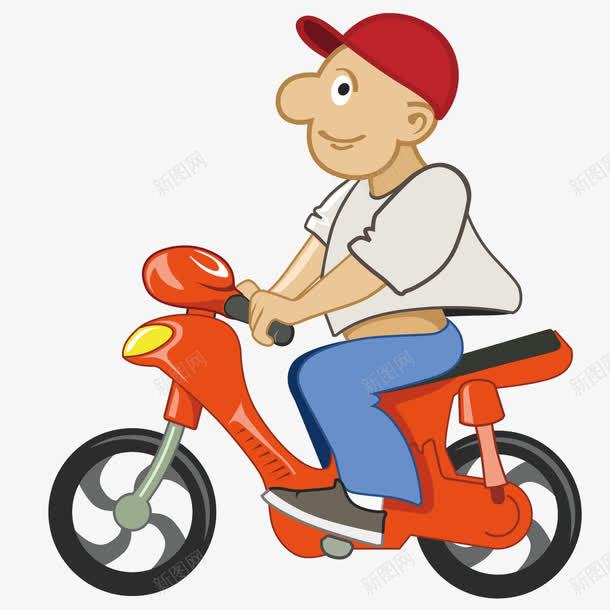 骑着电动车的男孩矢量图ai免抠素材_新图网 https://ixintu.com 电动车 男孩 骑车 矢量图
