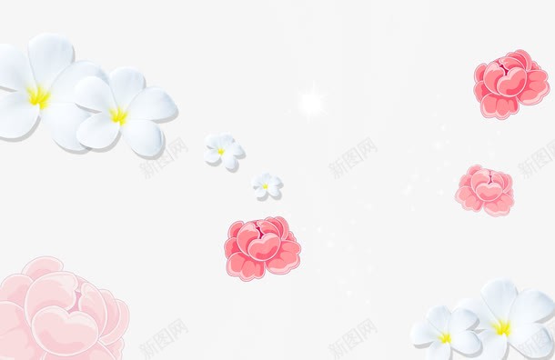 粉色浪漫花朵png免抠素材_新图网 https://ixintu.com 浪漫花朵 白色花朵 粉色 背景图