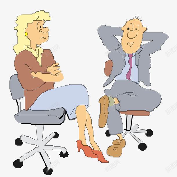 坐在转椅上交谈的白领png免抠素材_新图网 https://ixintu.com 交谈 工作 白领 转椅