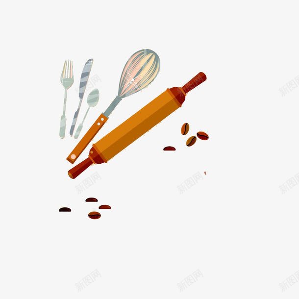用餐工具png免抠素材_新图网 https://ixintu.com 勺子 叉子 用餐工具素材 豆子
