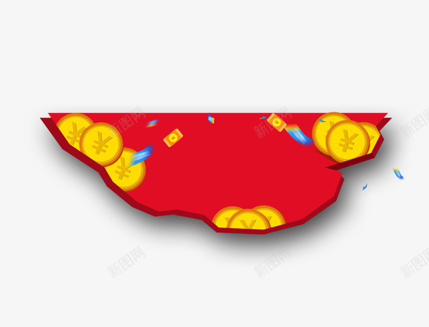 红色不规则图案psd免抠素材_新图网 https://ixintu.com 不规则图案 红色 金币