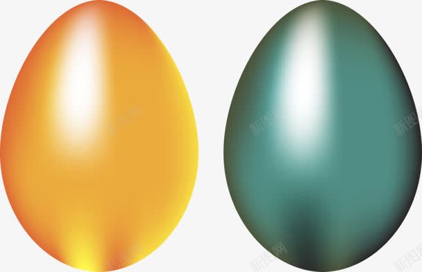 两只彩蛋png免抠素材_新图网 https://ixintu.com 砸蛋 蓝色 金色 鸡蛋