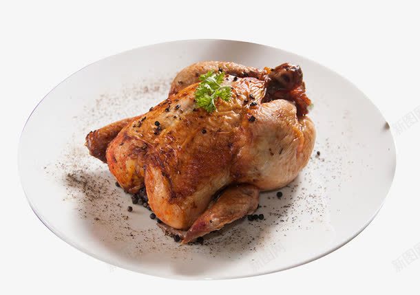 一只烤鸡png免抠素材_新图网 https://ixintu.com 产品实物 摄影 烤鸡 盘子 美味 美食 餐饮