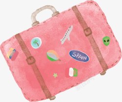 粉红色旅行箱粉红色手绘旅行箱矢量图高清图片