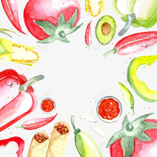 餐饮海报矢量图ai免抠素材_新图网 https://ixintu.com 实物 水彩 番茄 蔬菜 矢量图