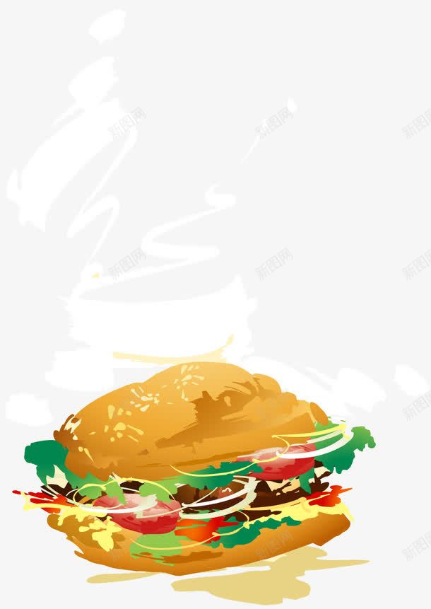 西式快餐汉堡包png免抠素材_新图网 https://ixintu.com 搭配均匀 油炸 蔬菜 面包