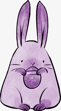 水彩动物紫色兔子素材