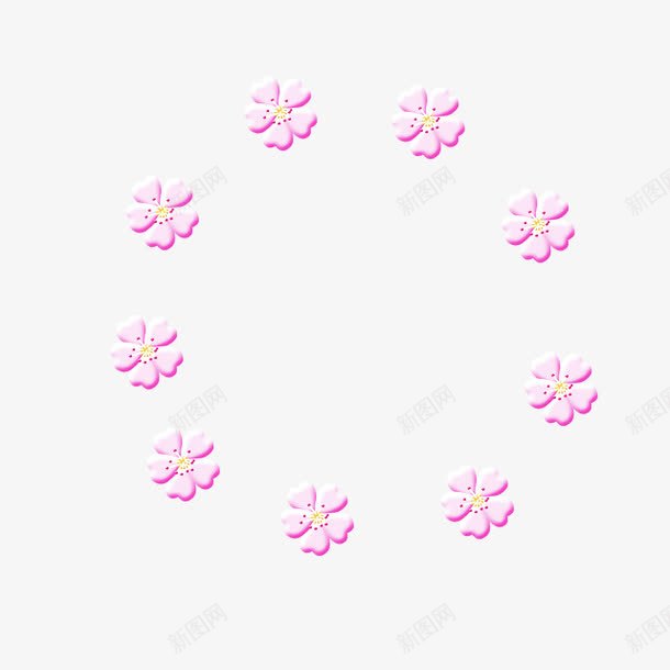 粉色一圈小花卡通手绘png免抠素材_新图网 https://ixintu.com 卡通 卡通粉色 粉色 粉色卡通