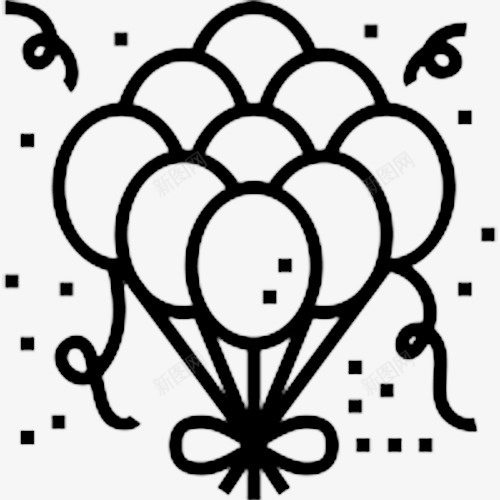 节日气球简笔画图标png_新图网 https://ixintu.com 气球 气球简笔画 简笔画 节日气球简笔画 黑色图案气球 黑色气球