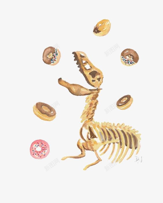 卡通恐龙化石png免抠素材_新图网 https://ixintu.com 恐龙化石 手绘化石 甜甜圈 美食