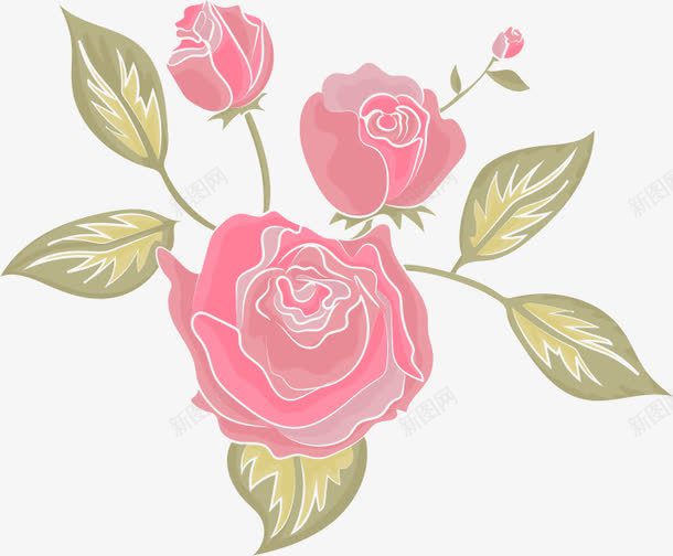 粉色玫瑰花png免抠素材_新图网 https://ixintu.com 玫瑰花 玫瑰花矢量 玫瑰花素材 粉色