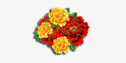 金红色中国风喜庆花朵装饰素材