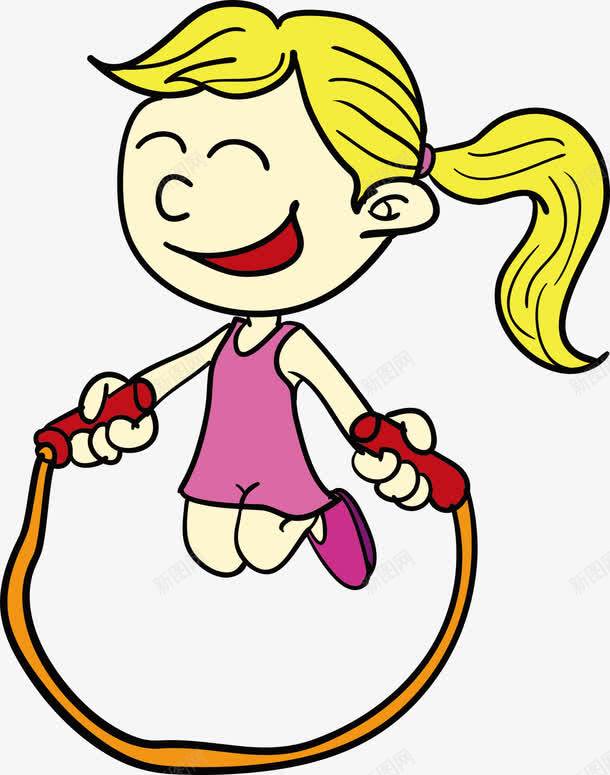 跳绳的卡通可爱女孩png免抠素材_新图网 https://ixintu.com 卡通人物 卡通女孩 卡通插画 可爱女孩 矢量人物 跳绳 运动