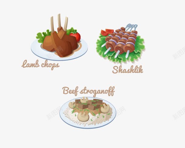 烤肉矢量图eps免抠素材_新图网 https://ixintu.com 包子 烤肉 矢量鸡腿 矢量图