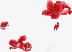 红色手绘花朵美景素材