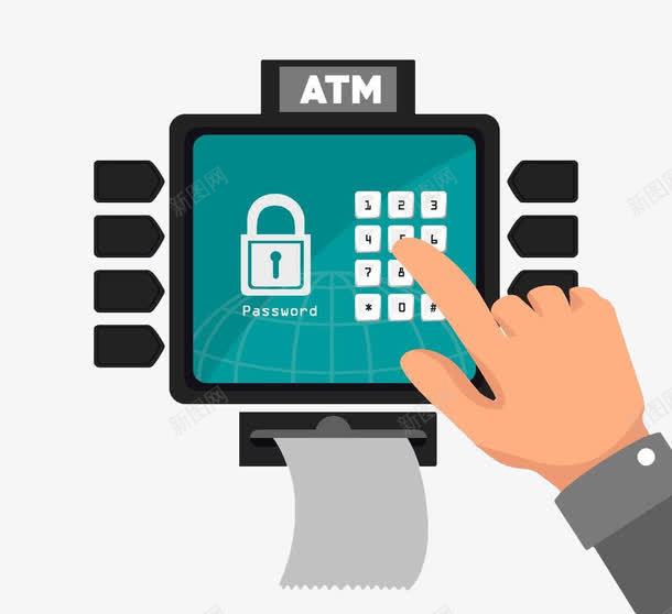 手绘ATM出票口图标png_新图网 https://ixintu.com ATM机 出票 图标 小票 手 手绘 按键