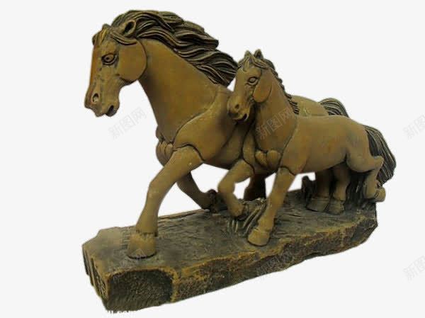 两只马雕像png免抠素材_新图网 https://ixintu.com 产品实物 免费png素材 动物 雕刻 马